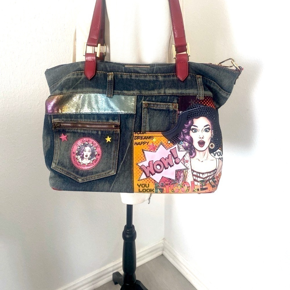 Nicole Lee Tote Purse/Shoulder-Bag Unique Beautiful Interior Tiny Scuff Rare